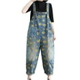 thumbnail image 2 of Babysbule Womens Jeans Jumpsuit Pants Women's Denim Pants Pocket Button Loose Denim Jumpsuit Strap Pants, 2 of 9