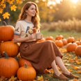thumbnail image 3 of Bexdxz Women's Autumn-Themed Casual Crew Neck Short Sleeve T-Shirt Fall Vibes Cute Halloween Tee Blue L, 3 of 5
