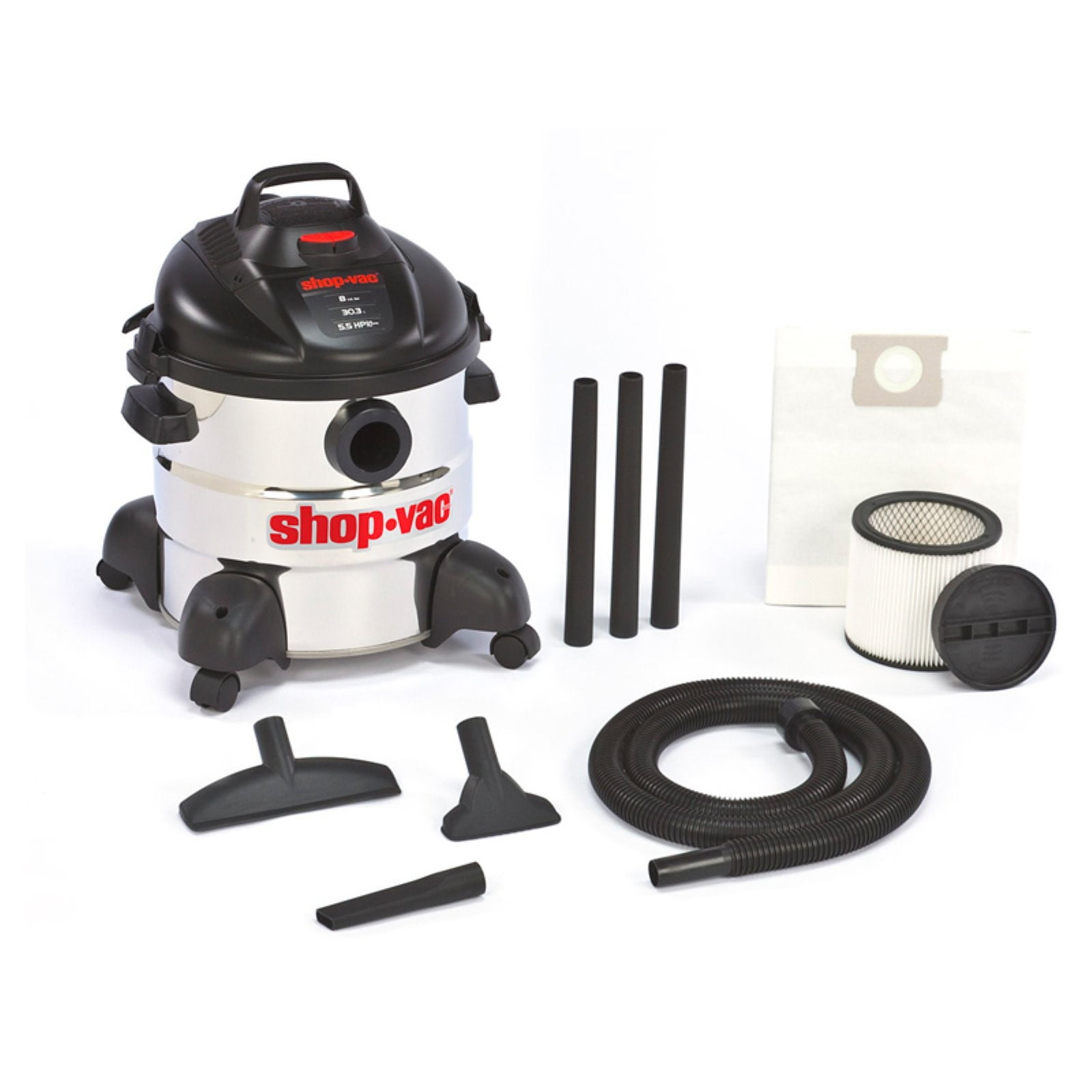 Shop Vac 8 Gallon 5.5 HP Stainless Steel Wet & Dry Vac