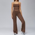 thumbnail image 2 of PISONIC Womens Workout Sets Two Piece Spaghetti Straps Crop Top Matching Straight Leg Pants Gym Work Pilates Outfits, 2 of 6