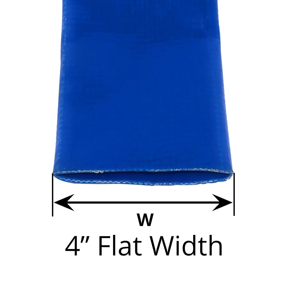 Gloxco 2-1/2" Inside Diameter (4" Flat Width) Blue Lay Flat Hose for Discharge or Backwash Water Transfer Applications, Reinforced PVC, 50' Length
