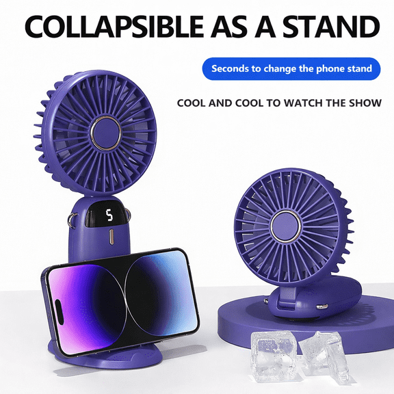 JELLOO Tabletop Handheld Portable Fan Five-Speed Portable Fan Folding Portable Fan Multi-Purpose Portable Fan