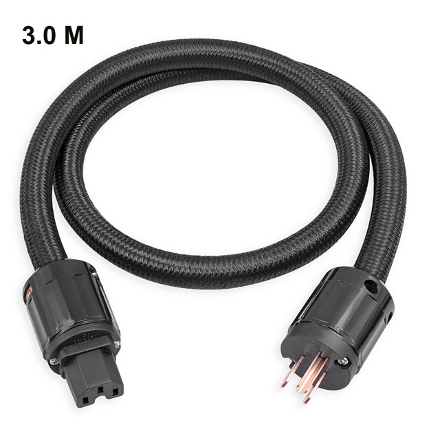 Cable de alimentación de cobre puro, 12 AWG, Cable de Audio de alta fidelidad, trenza de fibra con enchufe estadounidense