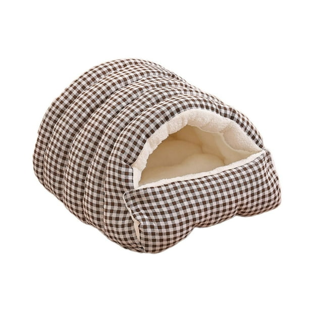 Cama para gatos, cálida y suave, gruesa, portátil, con cojín extraíble, suave Gris