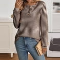 thumbnail image 4 of Maean Womens Striped Blouse Buttons Crewneck Knitted Casual Loose Pullover Long Sleeve Shirts Tops, 4 of 6