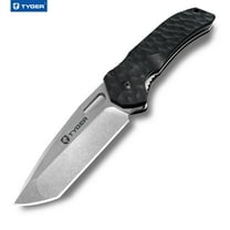 Tyger K4 EDC Folding Pocket Knife | Stone-washed AUS-8 Steel Blade | Black G-10 Handle | TG-KF7A2837