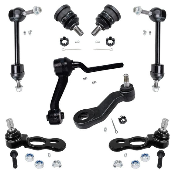 Detroit Axle - 8PC Front Pitman Arm Idler Arm Upper Lower Ball Joint and Sway Bar Link Suspension Kit for 1995 1996 1997 Ford Crown Victoria/Lincoln Town Car/Mercury Grand Marquis