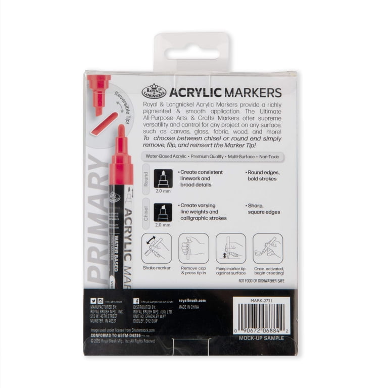 Royal & Langnickel Acrylic Markers Primary Colors, 6 Piece photo 6