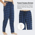 thumbnail image 2 of YUSHOW Men Flannel Pajama Pants Cotton Soft Blue Plaid Lounge Pjs Bottoms with Pockets Male Size L, 2 of 7