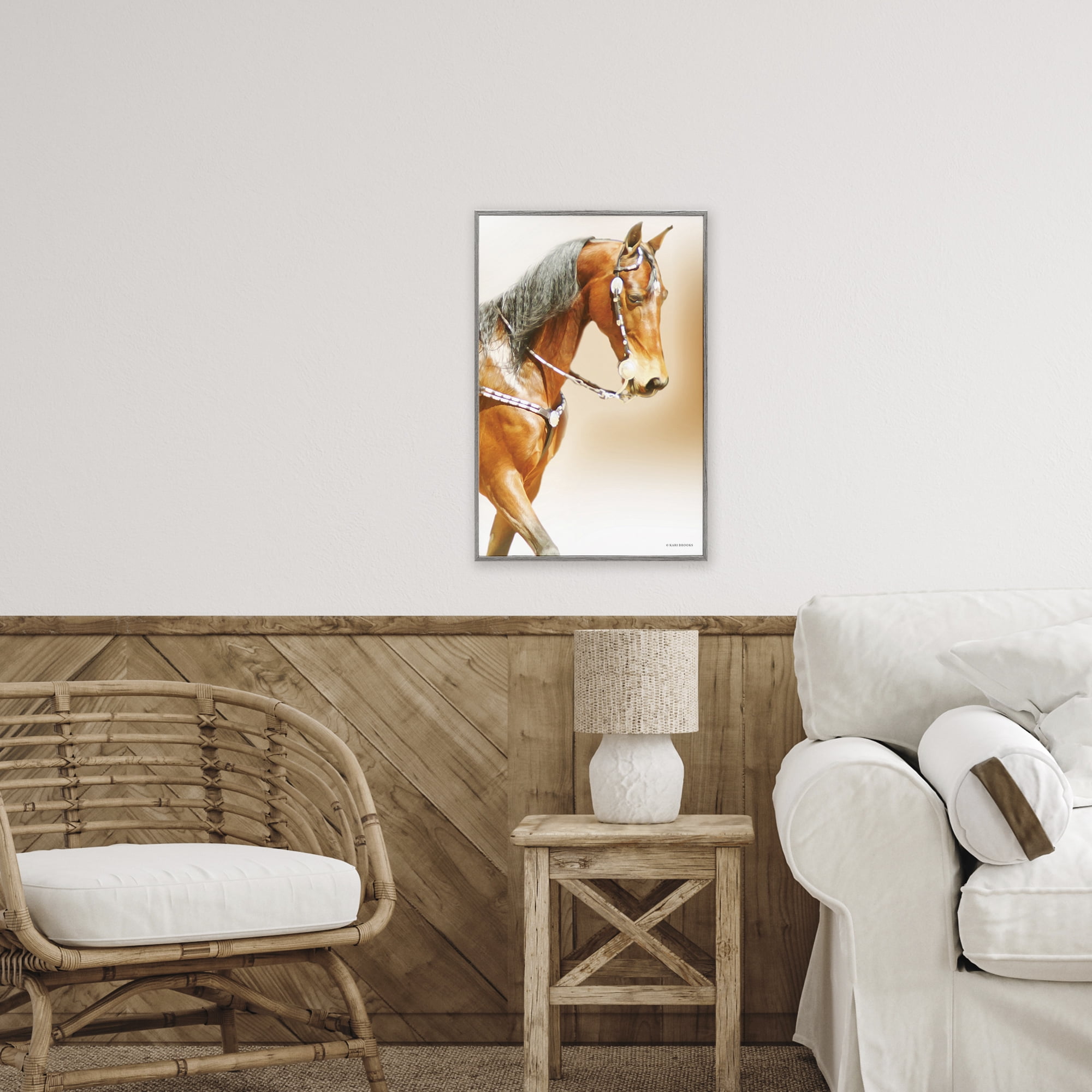 Stupell Industries Brown Majestic Horse Gray Framed Giclee Art, design by Kari Brooks
