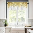 thumbnail image 3 of Kitchen Curtain Valance and Tiers Set Yellow Eucalyptus 3 Pc Window Treatment Watercolor Leaves 3 Pieces Rod Pocket Valance Set for Small Windows 54 in x 36 in, 3 of 6