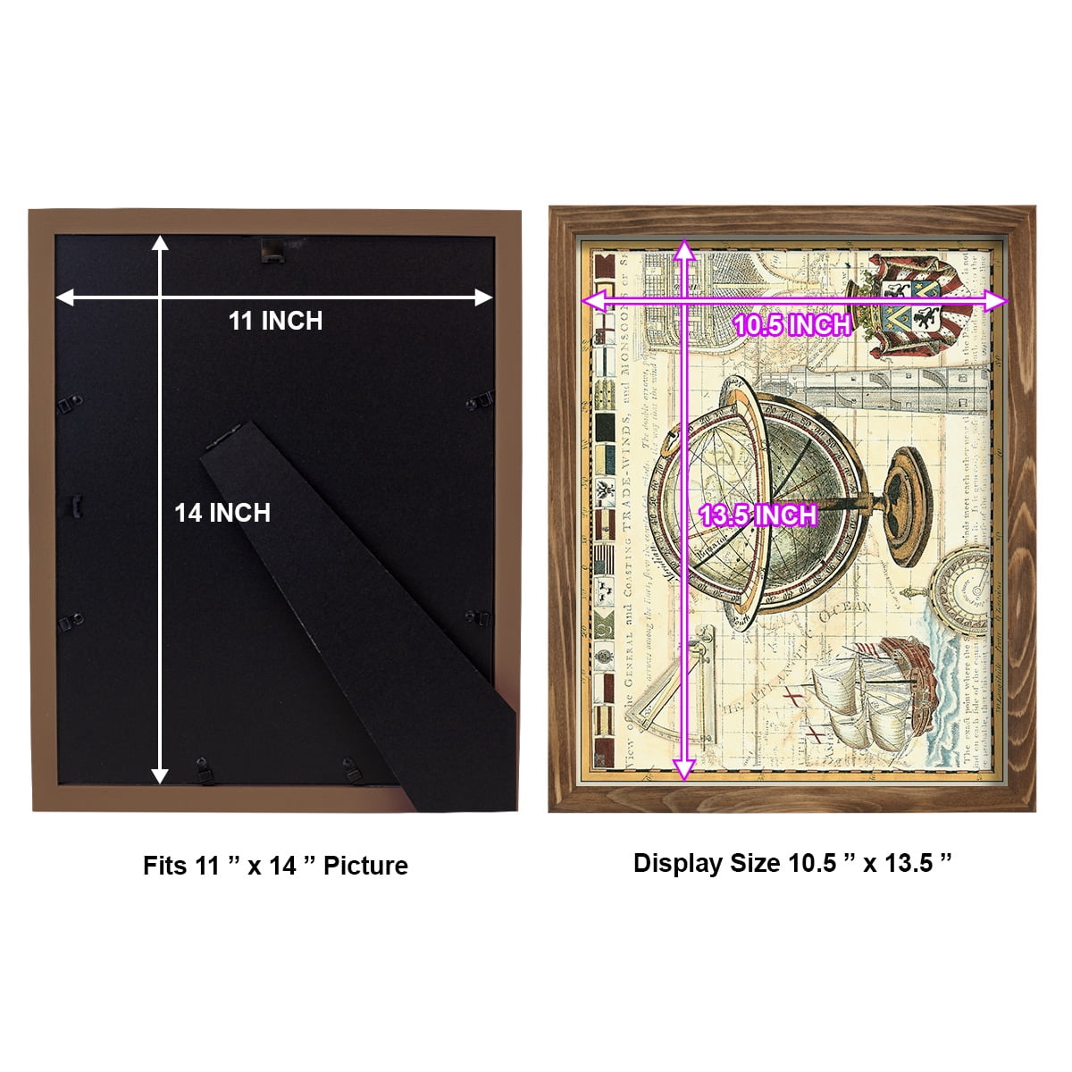 Nautical Map II -Framed Print w/glass-Walnut