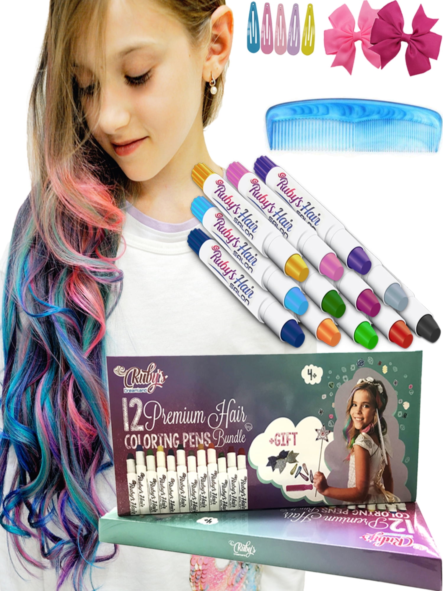 Hair Chalk Salon For Girls ,Kids Temporary Hair Color, Popular Girls Toys  And Gifts Age 4 Year Old and up, Teen Girl Gifts 
