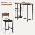 thumbnail image 3 of 3-Piece Bar Table Set for 2, Counter Height Dining Table Set with PU Upholstered Chairs & Built-in Storage for Small Space, 3 of 9