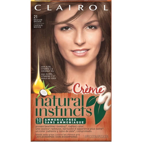 Clairol Natural Instincts Cr&acuteme Semi- Permanent Hair Color, Medium  Brown, 21 