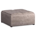 thumbnail image 1 of Simpli Home Avalon Pouf-Table de Rangement Carré de 35 Pouces en Similicuir Gris, 1 of 7