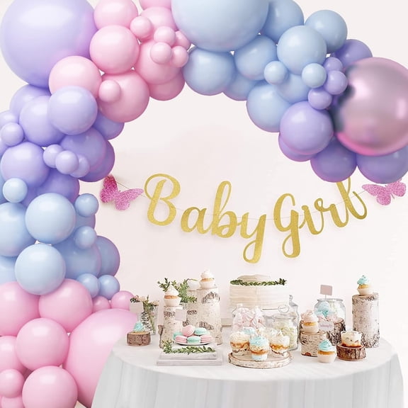 99pcs Pink Blue Balloon Arch Kit with Macaron Purple, Blue & Purple Party Balloons for Birthday, Wedding, Party Decorations