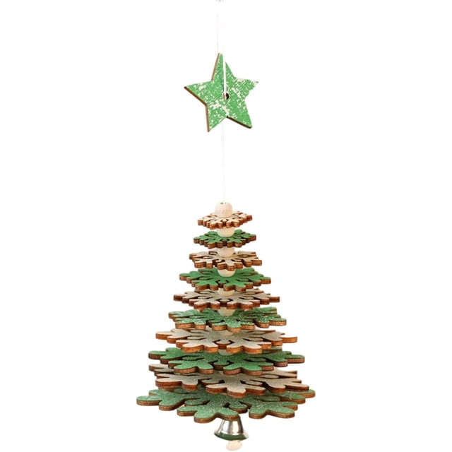 3D Snowflake Wooden Ornament Hanging Decoration For Christmas Tree Home Festive Adjustable String Design