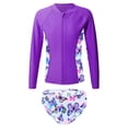 thumbnail image 3 of TTAO Girls Long Sleeve Swimsuit Rash Guard Shirts with Breifs Set Water Sports Seaside Beachwear Purple 10, 3 of 5