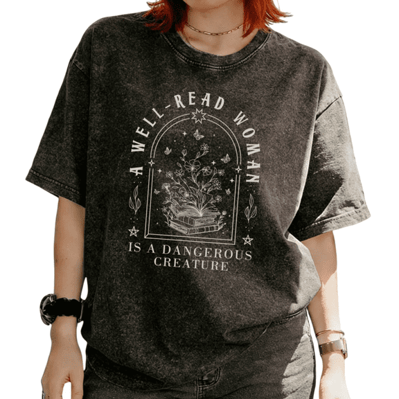 Well-Read A Creature Is A Dangerous Thing A Book Reading Graphic Tees T-shirt Tops Short Sleeve Black S-2XL Plus Size