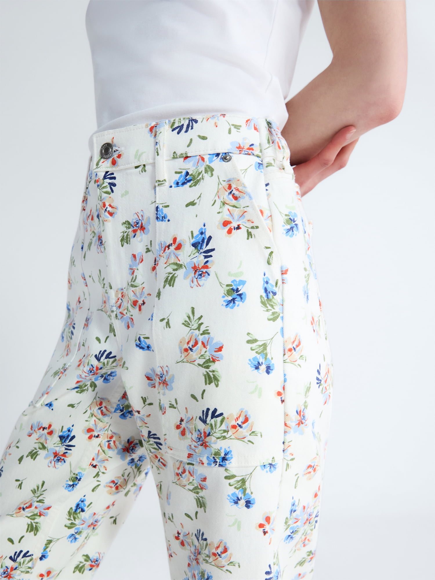 Free Assembly Women's Floral Pants with Chop Pockets, Sizes XS-XXL