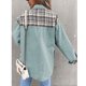 thumbnail image 4 of Chaqueta vaquera a cuadros, chaqueta vaquera para mujer, chaqueta vaquera con solapa y empalme a cuadros, chaqueta vaquera lavada, verdadera excelencia, 4 of 6