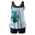 thumbnail image 6 of Wycnly Womens Tankini Sets High Waist Tummy Control Bathing Suits Modest Swimsuit Split Beachwear for Summer Sleeveless U-Neck Marbled Print Swimwear Green L Clothes, 6 of 7