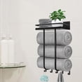 thumbnail image 4 of Yucurem Towel Storage Rack for Bathroom, Wall Mounted Towel Rack with Shelf and 5 Hooks, Metal Towel Holder for Small Bathroom Organizer Decor or RV Camping, 4 of 6