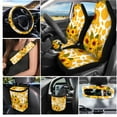 thumbnail image 2 of Jeiento Sunflower Car Seat Cover Set Cow Print Steering Wheel Cover Seat Belt Covers Trash Bag Air Vent Holder Rear View Mirror Cover Cup Coasters Key Chain 15 PCS Blue Auto Interior Decor Yellow, 2 of 7
