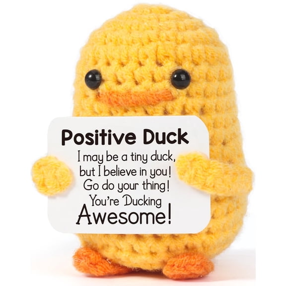 Inspirational Crochet Positive Duck – Handmade Emotional Cheer Support Funny Pickle Potato Nuggets for Women Men Friends Coworkers, Birthday Christmas Valentines Valentine's Gift for Him Her