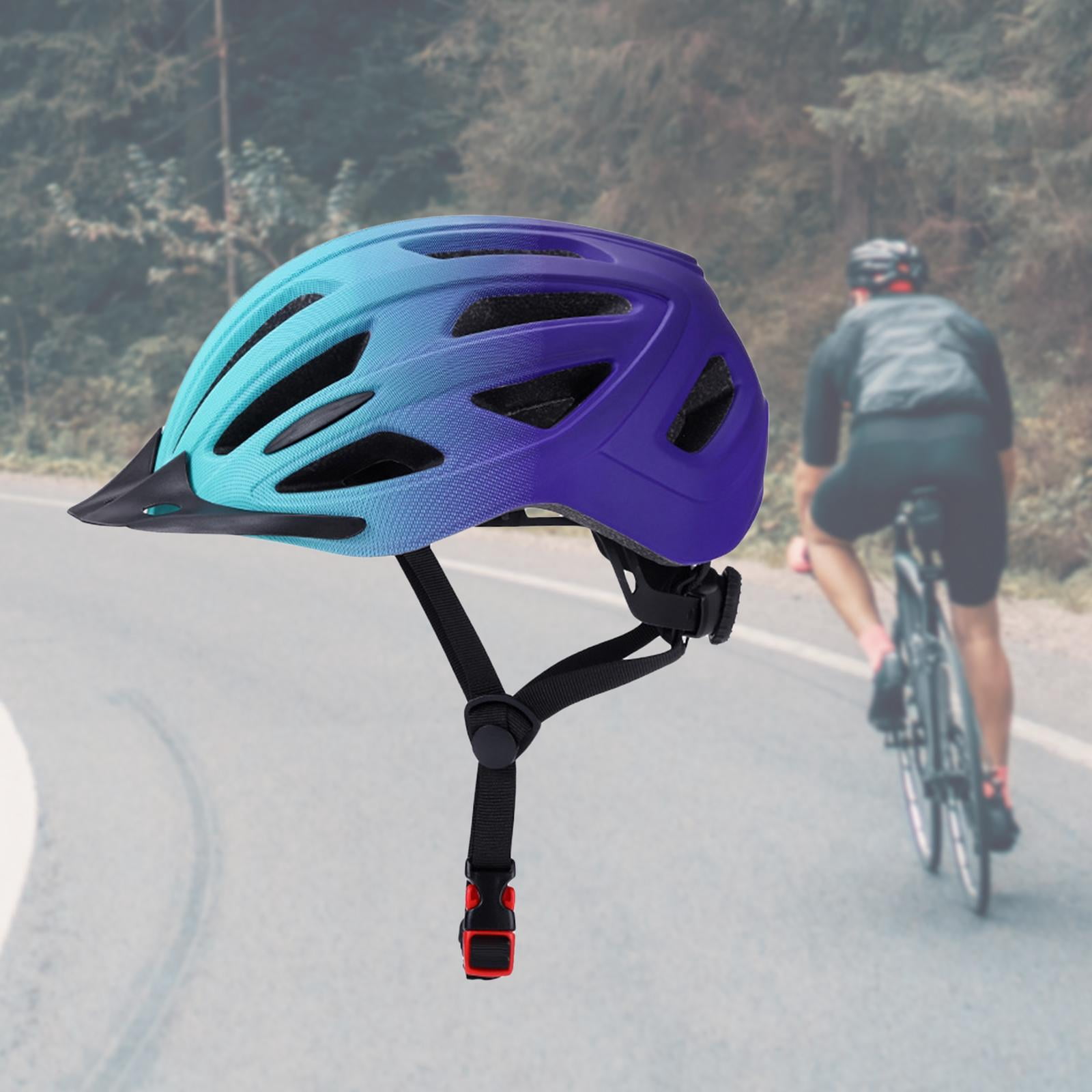harayaa Bicycle Helmet Head Protective Lightweight with LED Safety Light Bike Helmet Blue Purple