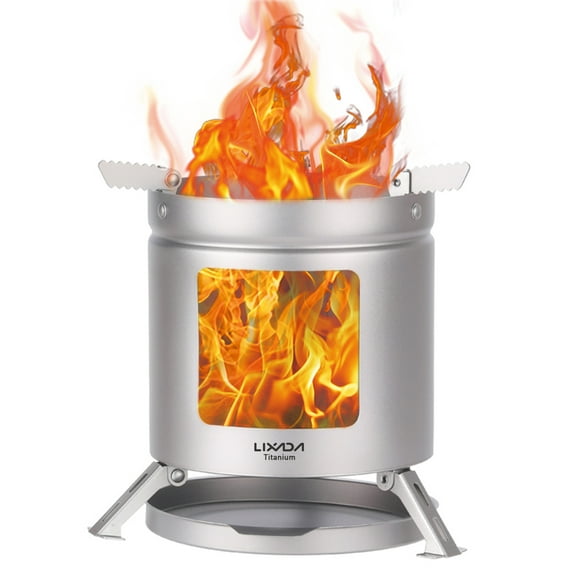 LIXADA Tiatanium Camping Stove Ultralight Outdoor Folding Stove Wood Burning Stove Camping Pot Holder BBQ Firewood Bracket for Camping Backpacking Picnic Fishing Hiking
