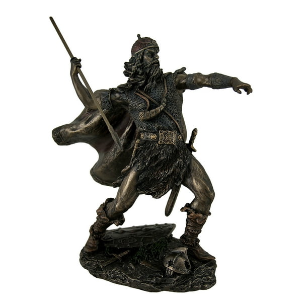 Viking Guerrier en Armure Lancer Lance Bronze Décoratif Finition Statue 8 Pouces