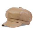 thumbnail image 2 of Minzimin Women's PU Leather Plain 8 Panel Octagonal Hat British Style Artist Painter Newsboy Cap, 2 of 9