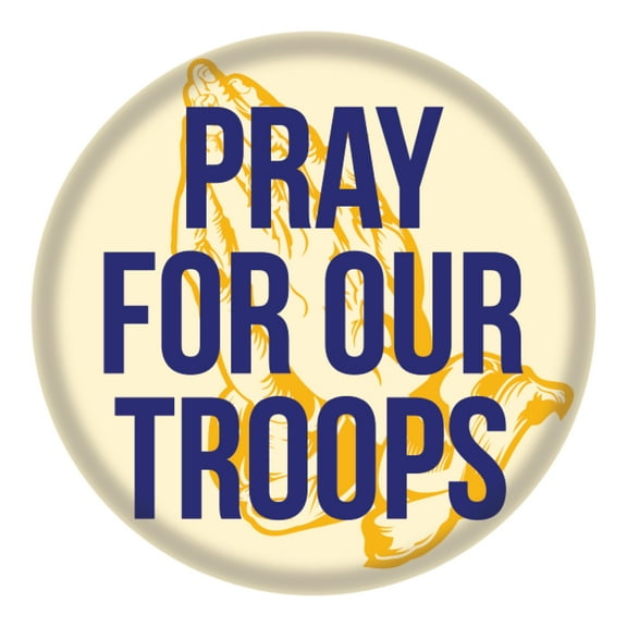 Pray For Our Troops Circle Button with Magnetic Badge Back
