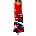 thumbnail image 2 of Vetsdori Summer Maxi Dress for Women's Red White and Blue Star Print Slip Dress 4th of July Ankle Length Tank,V-Neck Backless Womens Dresses Patriotic, 2 of 7