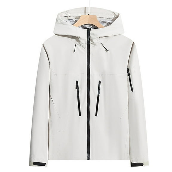 2023 Winter Womens Rain Coat Womens Outdoor Rain Jacket Lightweight Windproof Climbing Hiking Windbreaker Coat Casual Pocket Solid Zip up Long Sleeve Hooded Outwear Up to 65% off