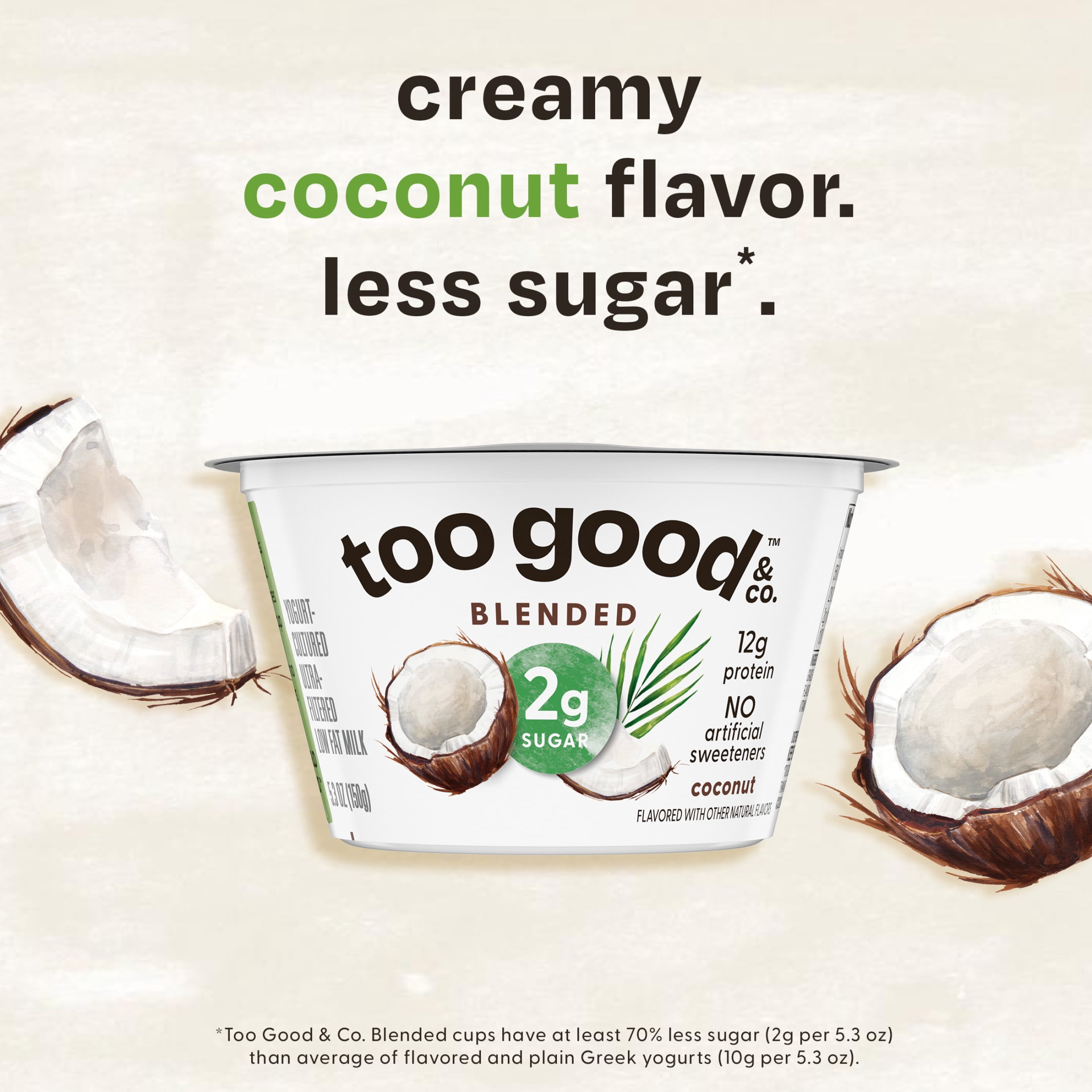Too Good & Co. Blended Coconut Yogurt-Cultured Ultra-Filtered Low Fat Milk Product Cup, 5.3 oz