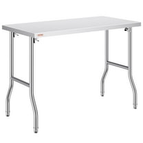 VEVOR Folding Commercial Prep Table, 48 x 24 Inch Commercial Worktable Workstation, Heavy-duty Stainless Steel Folding Table with 300 lbs Load, Kitchen Work Table, for Home Kitchen Restaurant Garage