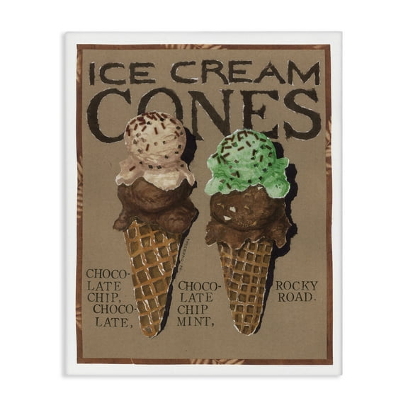 Stupell Industries Ice Cream Cones Food & Beverage Painting Gallery Wrapped Canvas Art Print Wall Art, 16 x 20