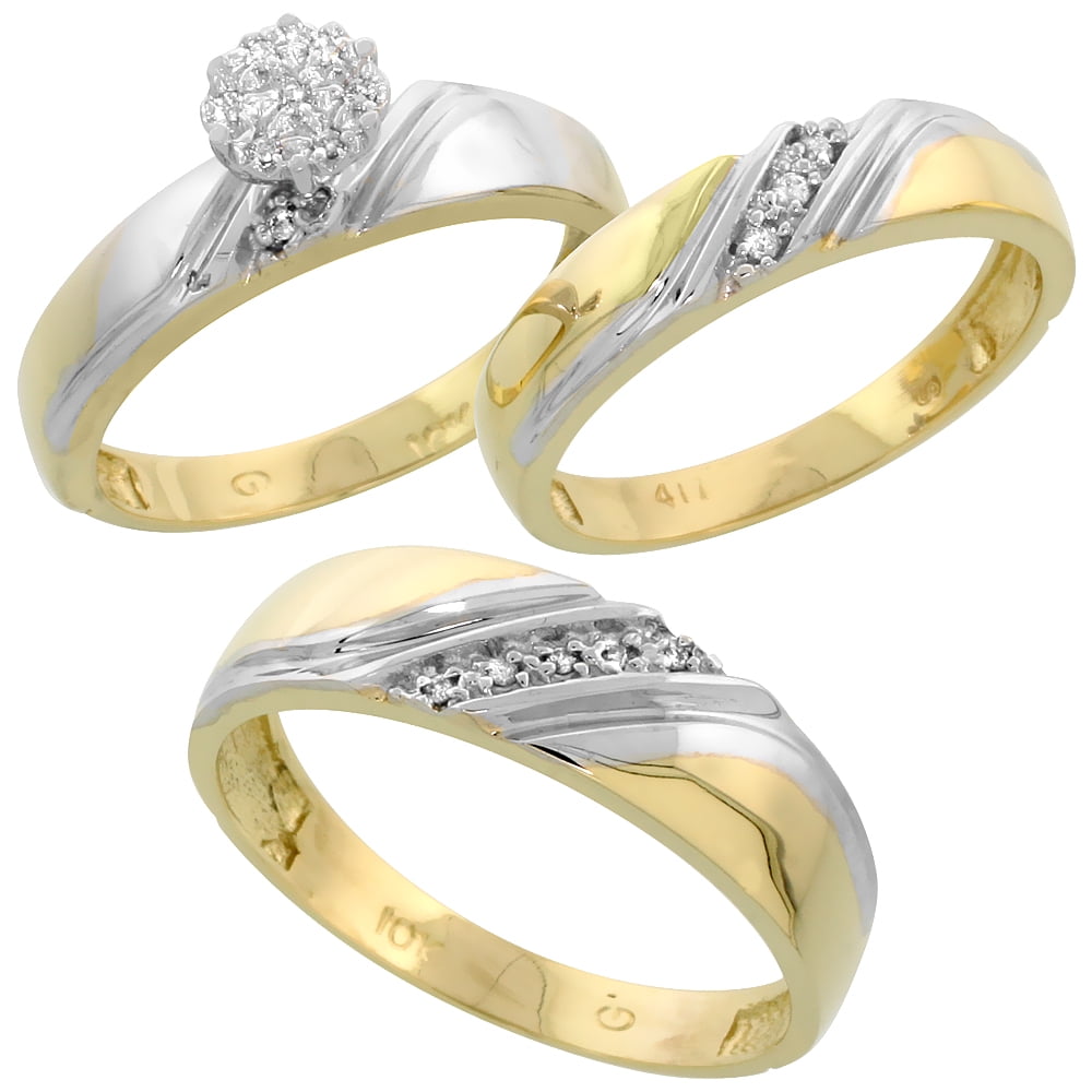 Gabriella Gold 10k Gold Diamond Trio Engagement Wedding