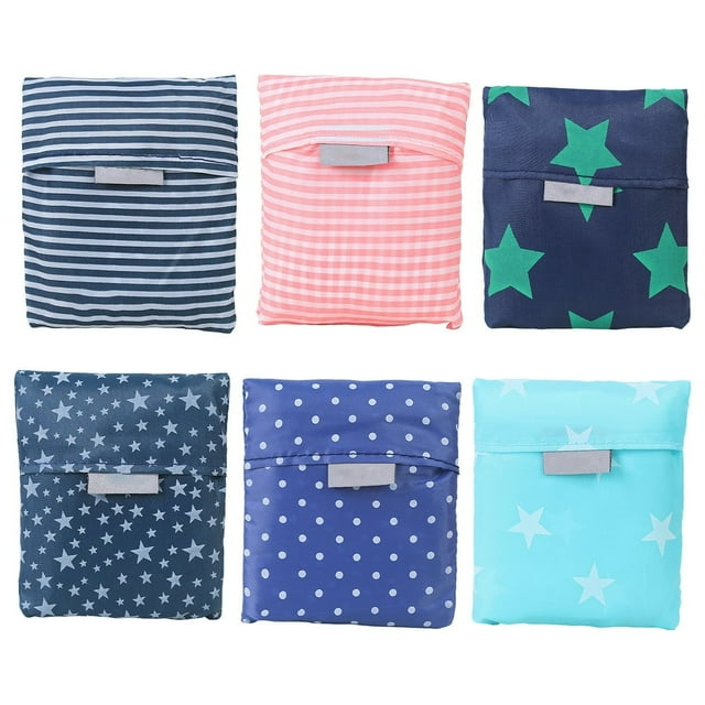 6 Pcs Sacs d'Épicerie avec Poignées Réutilisables Pliables Lavables en Polyester Résistant Sac Fourre-Tout de Courses pour Voyage 6 Pcs