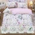 thumbnail image 3 of Floral Duvet Cover Set King Size 3 Pieces 100% Cotton Silky Sateen Wildflowers Comforter Cover with 2 Pillowcases Soft & Breathable Bedding Sets, 3 of 8