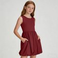 thumbnail image 4 of Tdoqot Girls Tank Dresses with Pockets- Flowy Sleeveless Casual Summer Kids Sundress Wine Size 10, 4 of 6