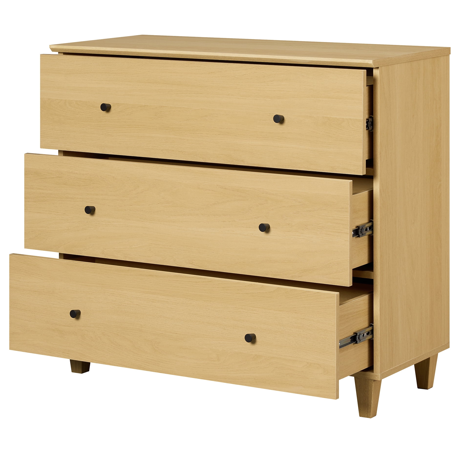 Modern 71" Tall Bookcase with 9 Drawers, 3 Columns 3-Tier for Home Office,Oak Wood