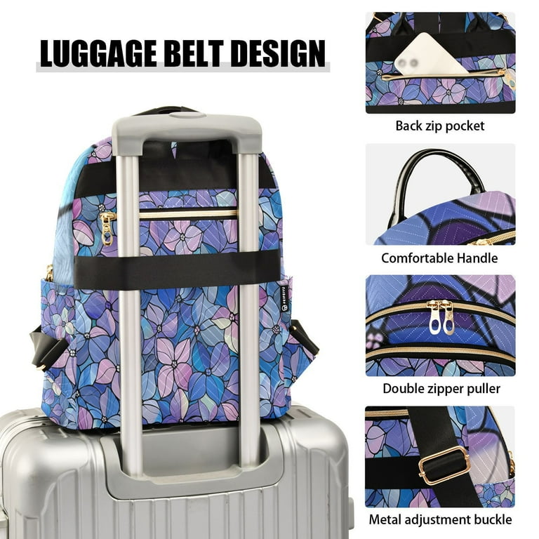 Blue Floral Flowers Travel Laptop Backpack Casual Daypack