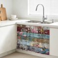 thumbnail image 3 of Vintage Flower Small Cabinet Curtains 10"W x 11"L, Retro Botanical Floral Wooden Sink Skirt Dust-Proof Short Curtain for Bathroom Vanity Storage Cubby Desk, Self Adhesive Privacy Drapes, 3 of 9