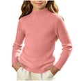 thumbnail image 2 of BRGZLK Girls Mock Neck Sweater Tops Fall Winter Sweet Cute Solid Color Ribbed Knit Long Sleeve Stretch Fit Inner Layer Tees for Outings, Kids Clothes Pink 0-3 Years, 2 of 7