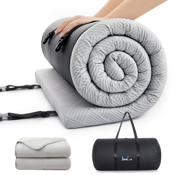 Jamdok Cooling Foam Camping Mattress and Cooling Comforter Set for Hot Sleeper,Cot Mattress Topper,Waterproof Sleeping Pad with Carry Bag,Summer Camping, Hiking,Car,Tent,Outdoor Use