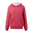 thumbnail image 5 of UJNDER Women's Oversized Pullover Hoodie with Large Pockets Long Sleeve Casual Sweatshirt for Fall and Winter Comfort Watermelon Red XL, 5 of 5